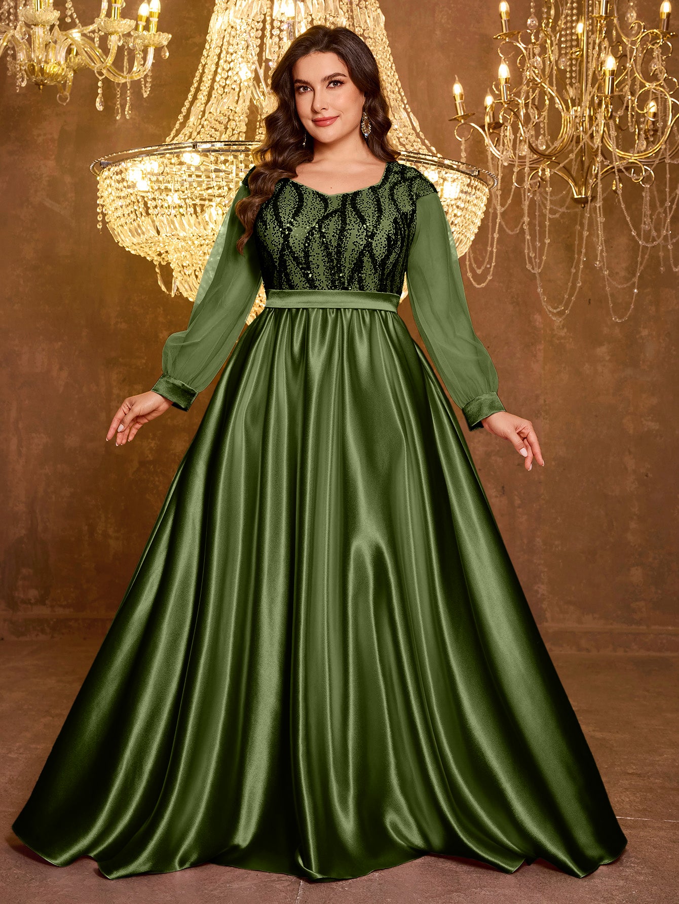 Long And Elegant Formal Embroidered Sequin Dress