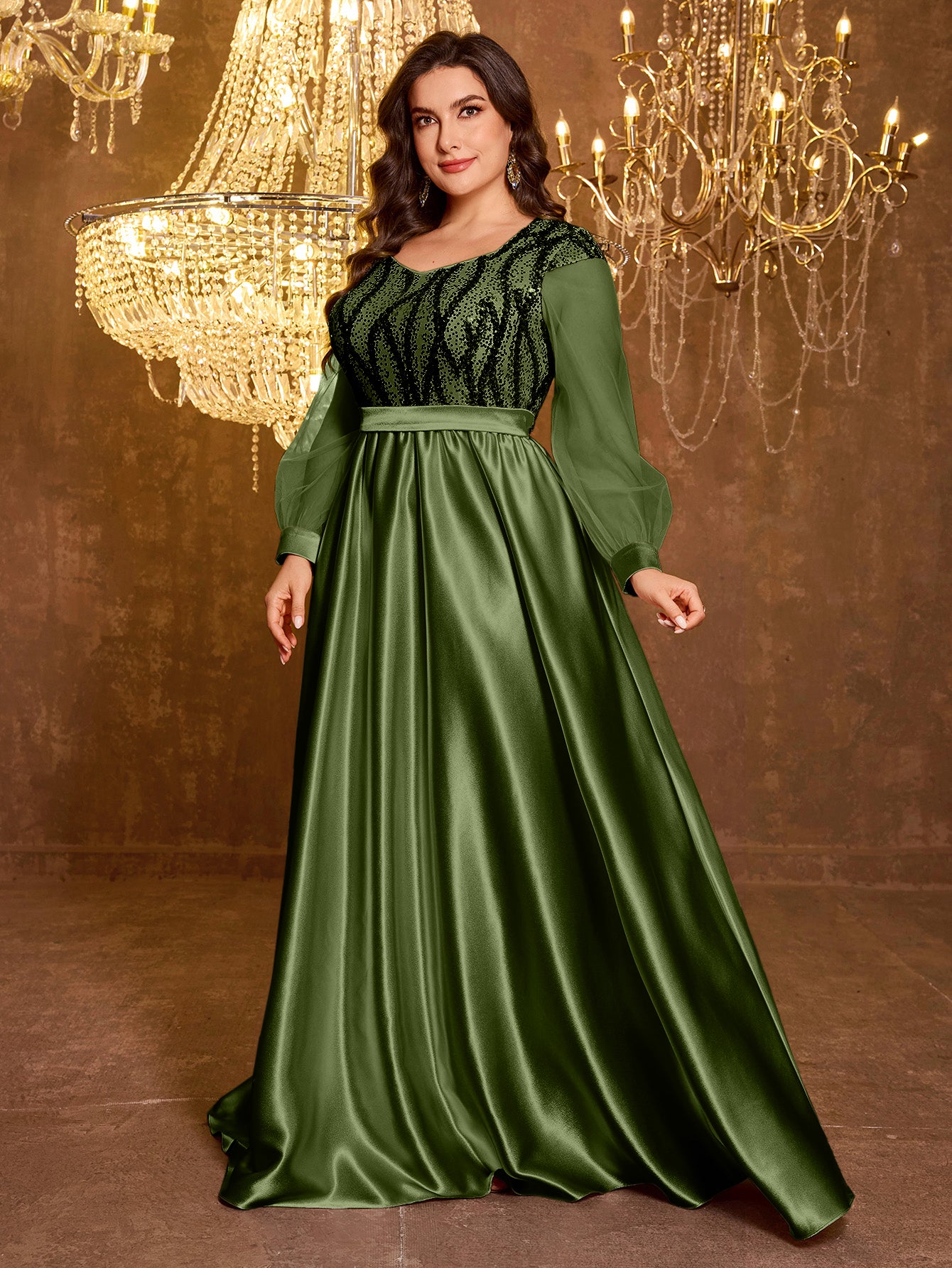 Long And Elegant Formal Embroidered Sequin Dress