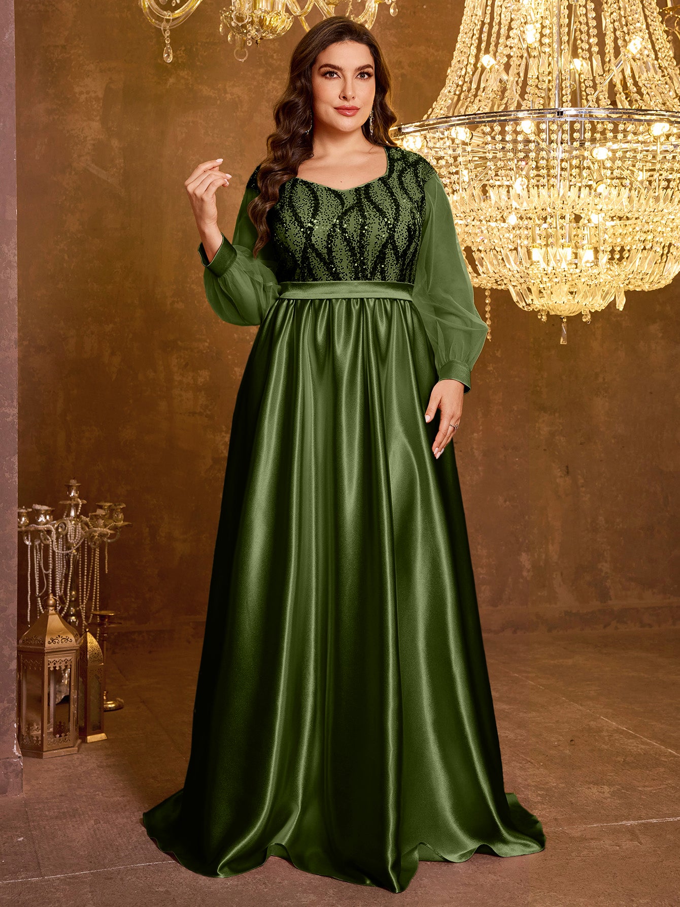 Long And Elegant Formal Embroidered Sequin Dress