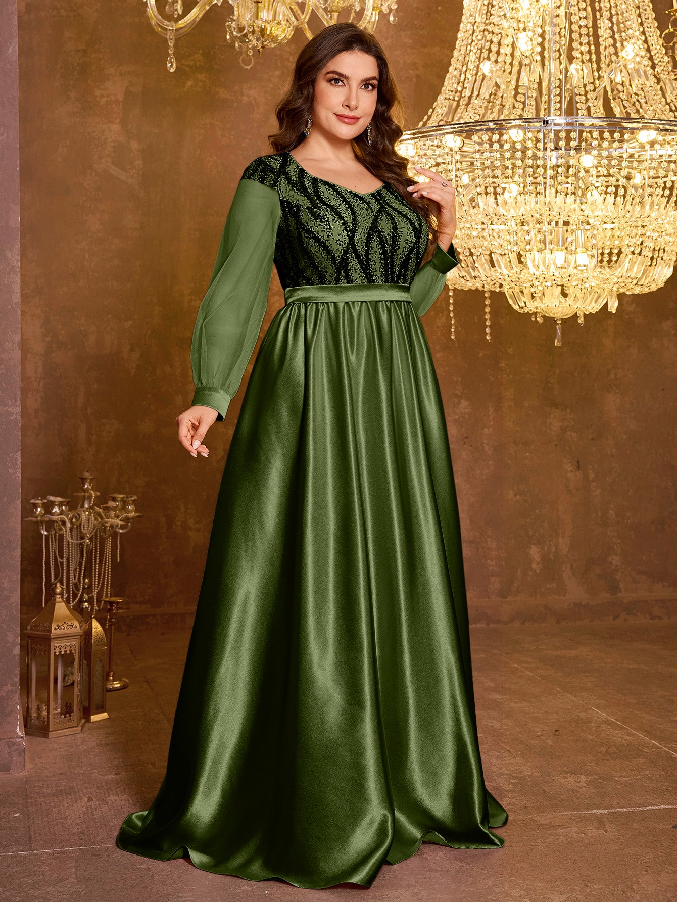 Long And Elegant Formal Embroidered Sequin Dress