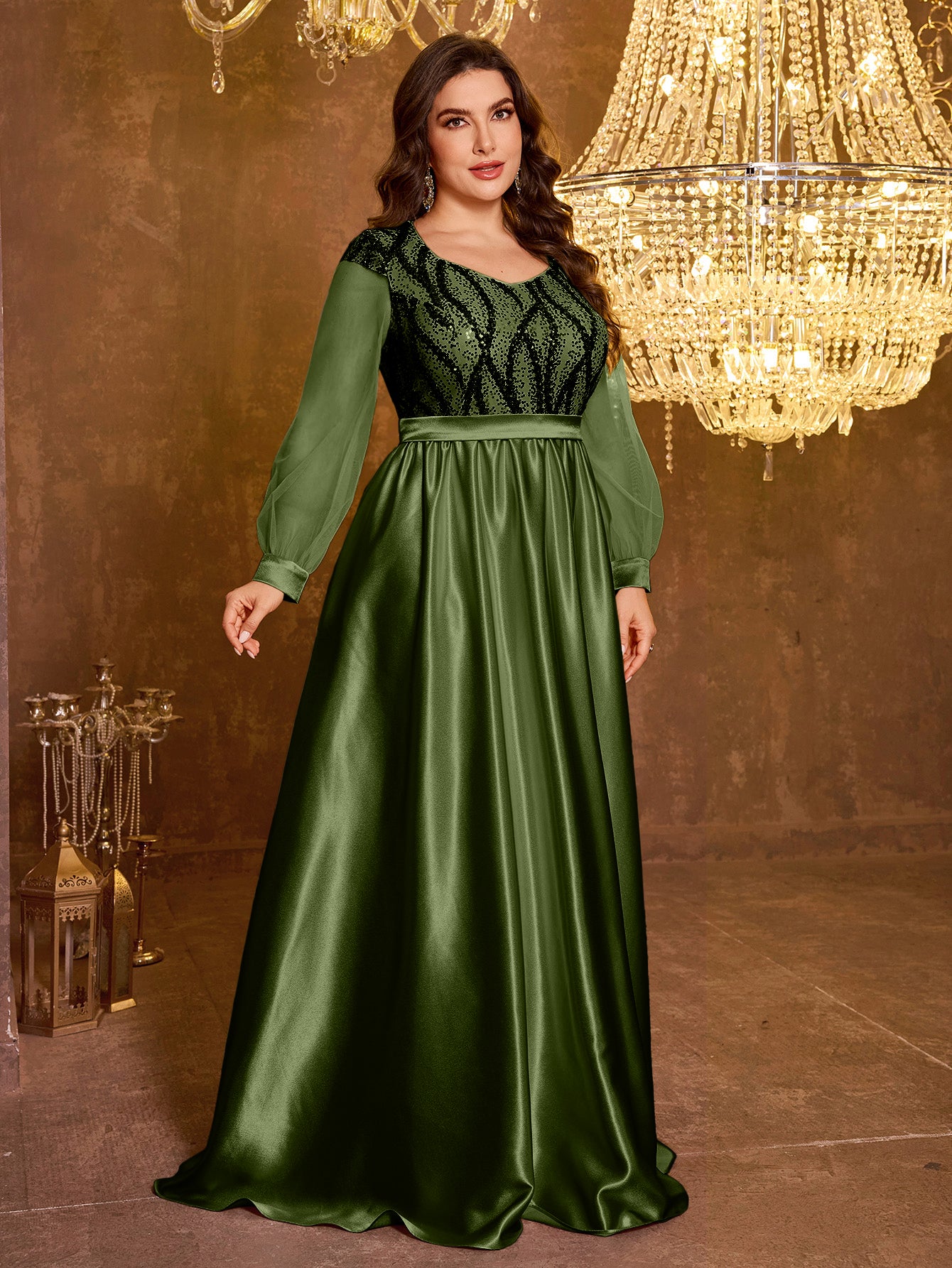 Long And Elegant Formal Embroidered Sequin Dress