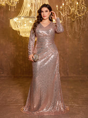 Elegant Plus Size Sequined Dress