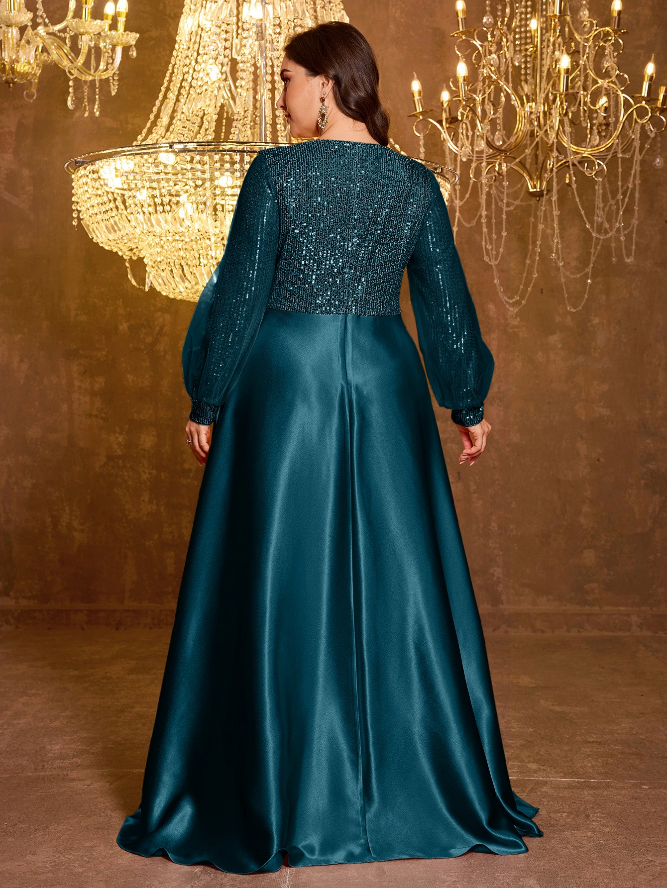 Sequined Satin Full Skirt