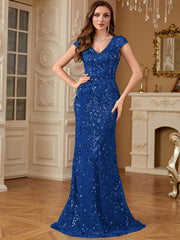 Sequin Decor Mermaid Hem Formal DressL
