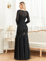 Sequin Mesh Hem Party Dress