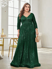 Plus Plunging Neck Sequin Party Dress