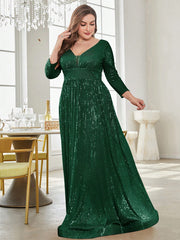 Plus Plunging Neck Sequin Party Dress