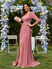High Slit Hem Evening Party Maxi Dress