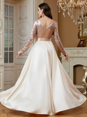Stretch patchwork waistband and elastic satin skirt