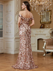 Elegant sequined patchwork design with open back Zippered backless design