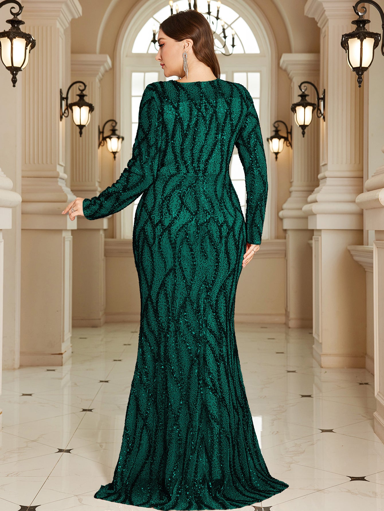 Royal Blue Lace Pocket Plus‑Size Mermaid Evening Dress