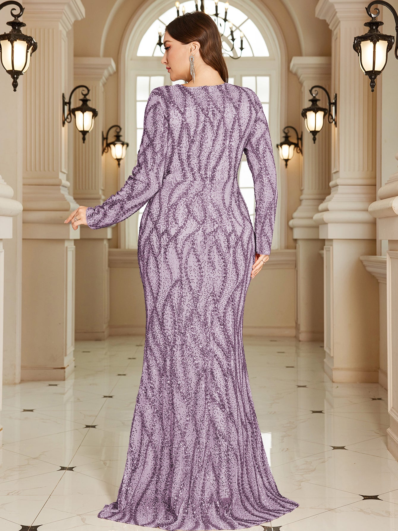 Royal Blue Lace Pocket Plus‑Size Mermaid Evening Dress
