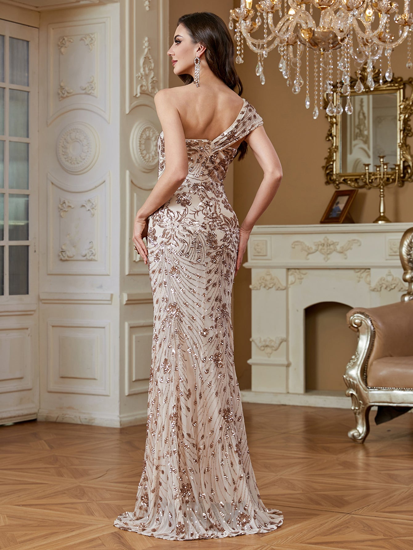 Elegant Pleated Asymmetric One-Shoulder Mermaid  Formal Party Dress