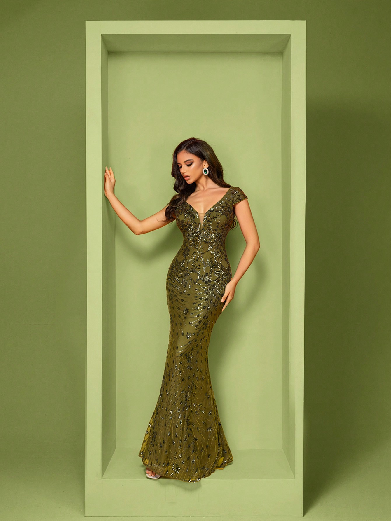 XUIBOL | Sequin Decor Mermaid Hem Formal Dress