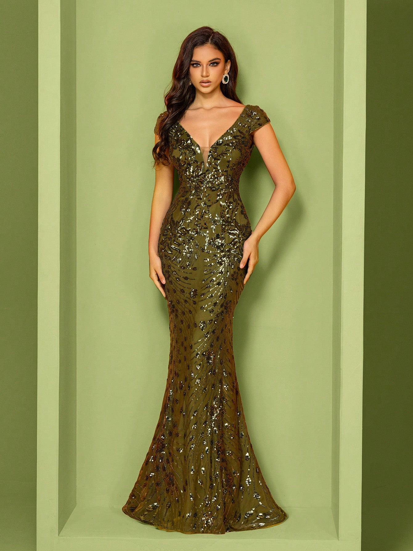 XUIBOL | Sequin Decor Mermaid Hem Formal Dress