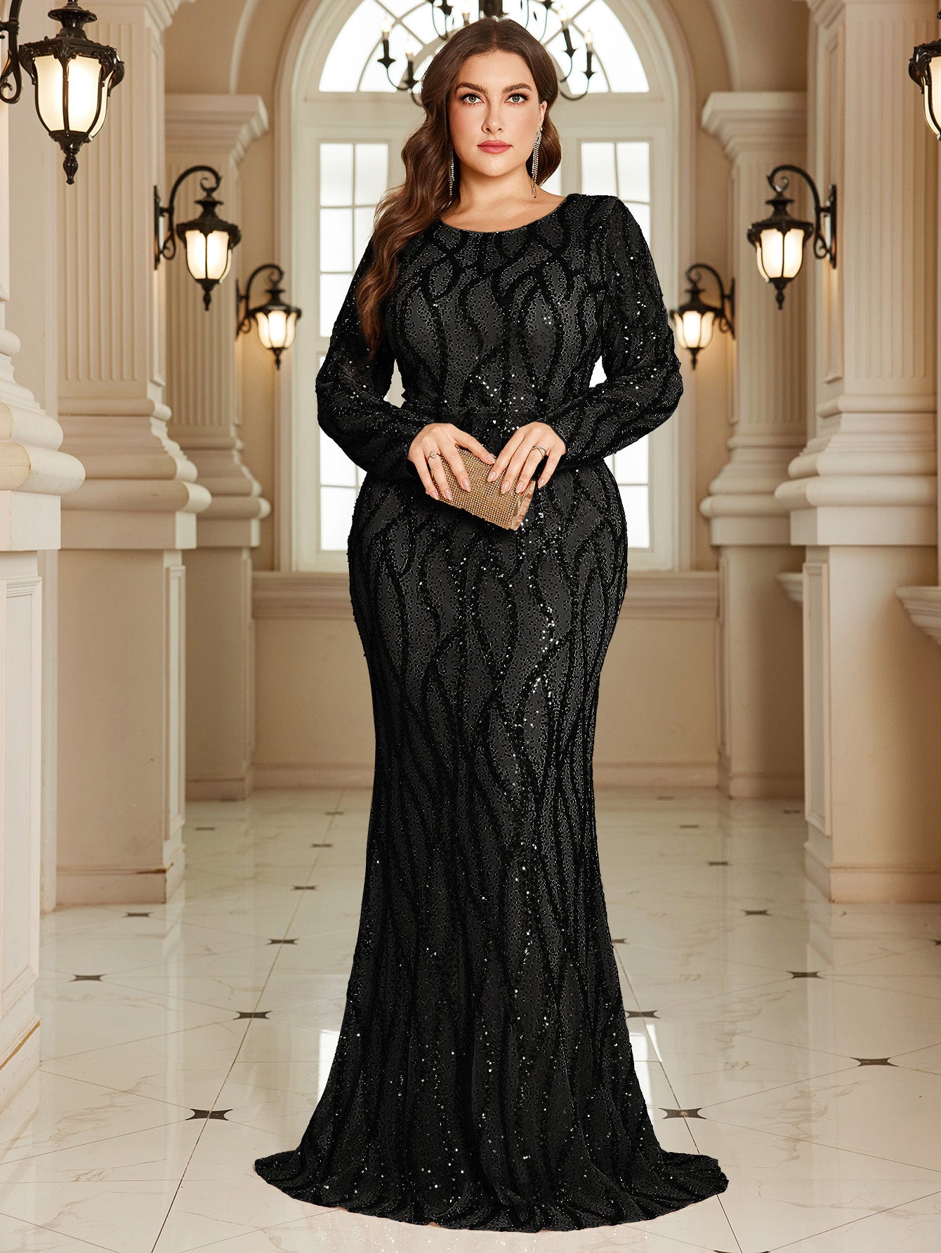 Royal Blue Lace Pocket Plus‑Size Mermaid Evening Dress