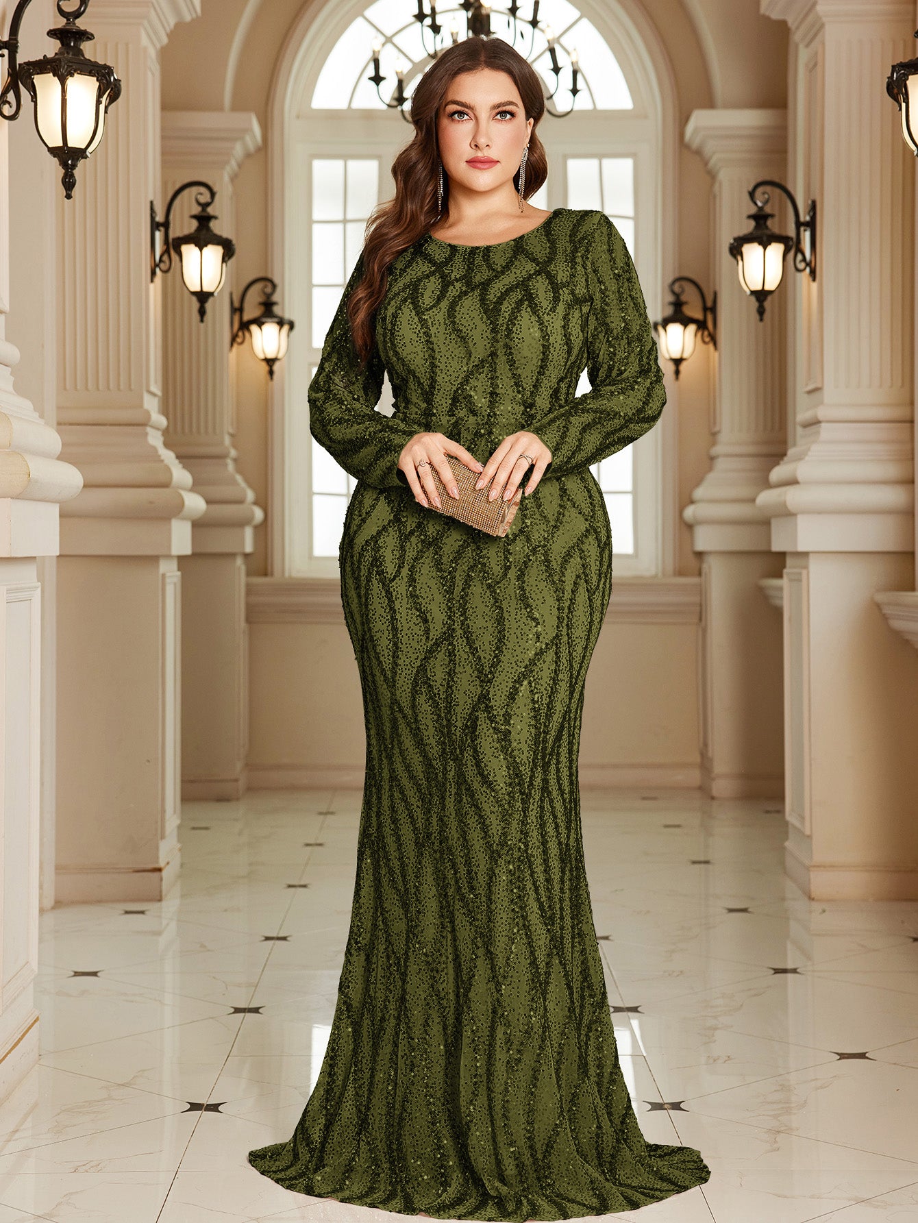 Royal Blue Lace Pocket Plus‑Size Mermaid Evening Dress