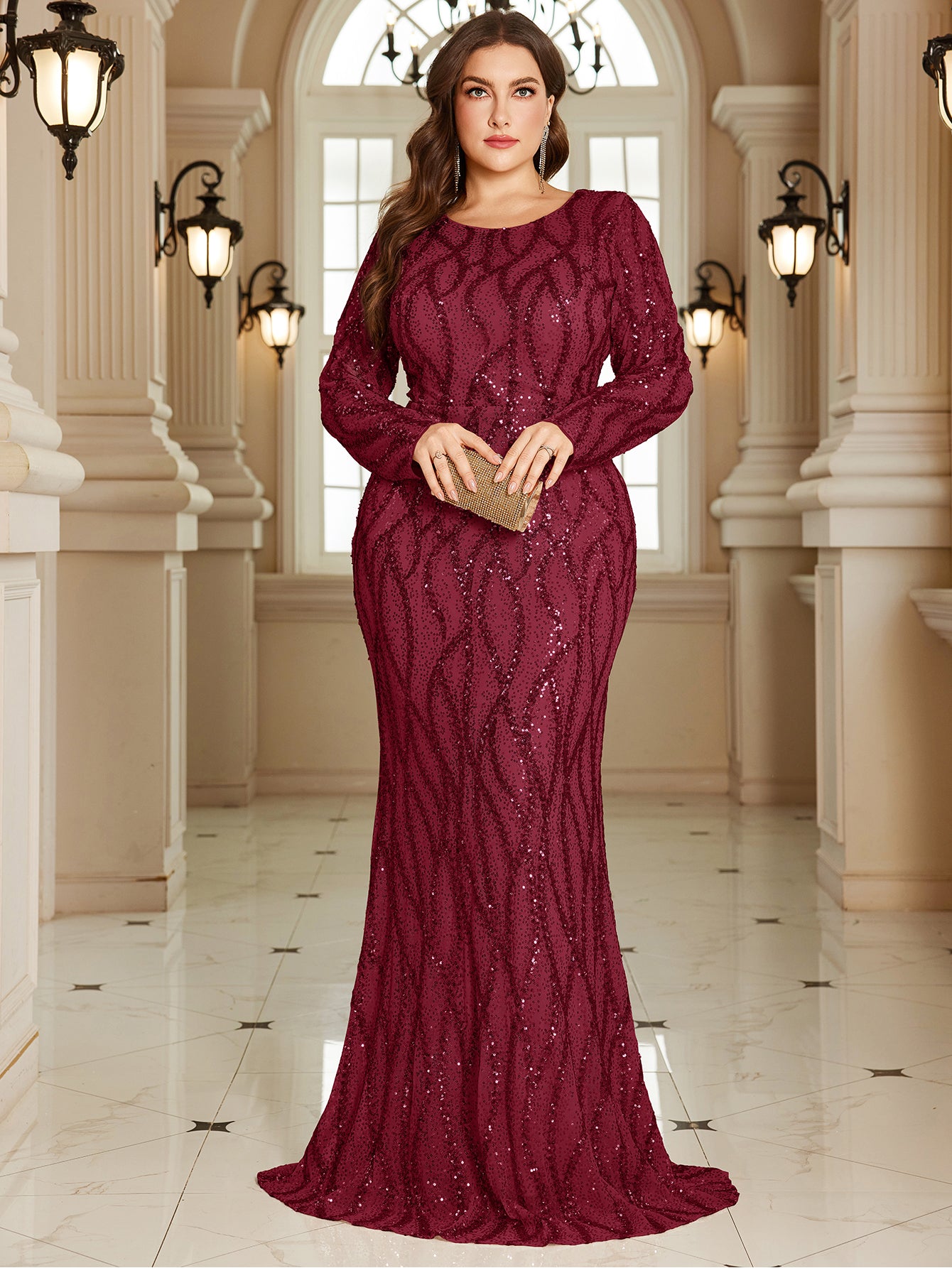 Royal Blue Lace Pocket Plus‑Size Mermaid Evening Dress