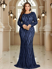 Royal Blue Lace Pocket Plus‑Size Mermaid Evening Dress