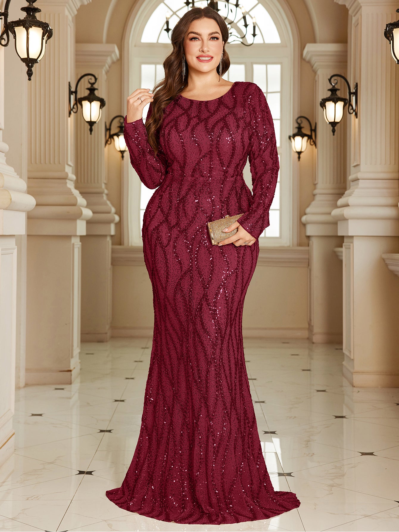 Royal Blue Lace Pocket Plus‑Size Mermaid Evening Dress