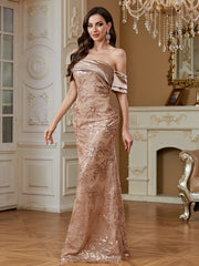 Elegant sequined patchwork design with open back  Zippered backless design