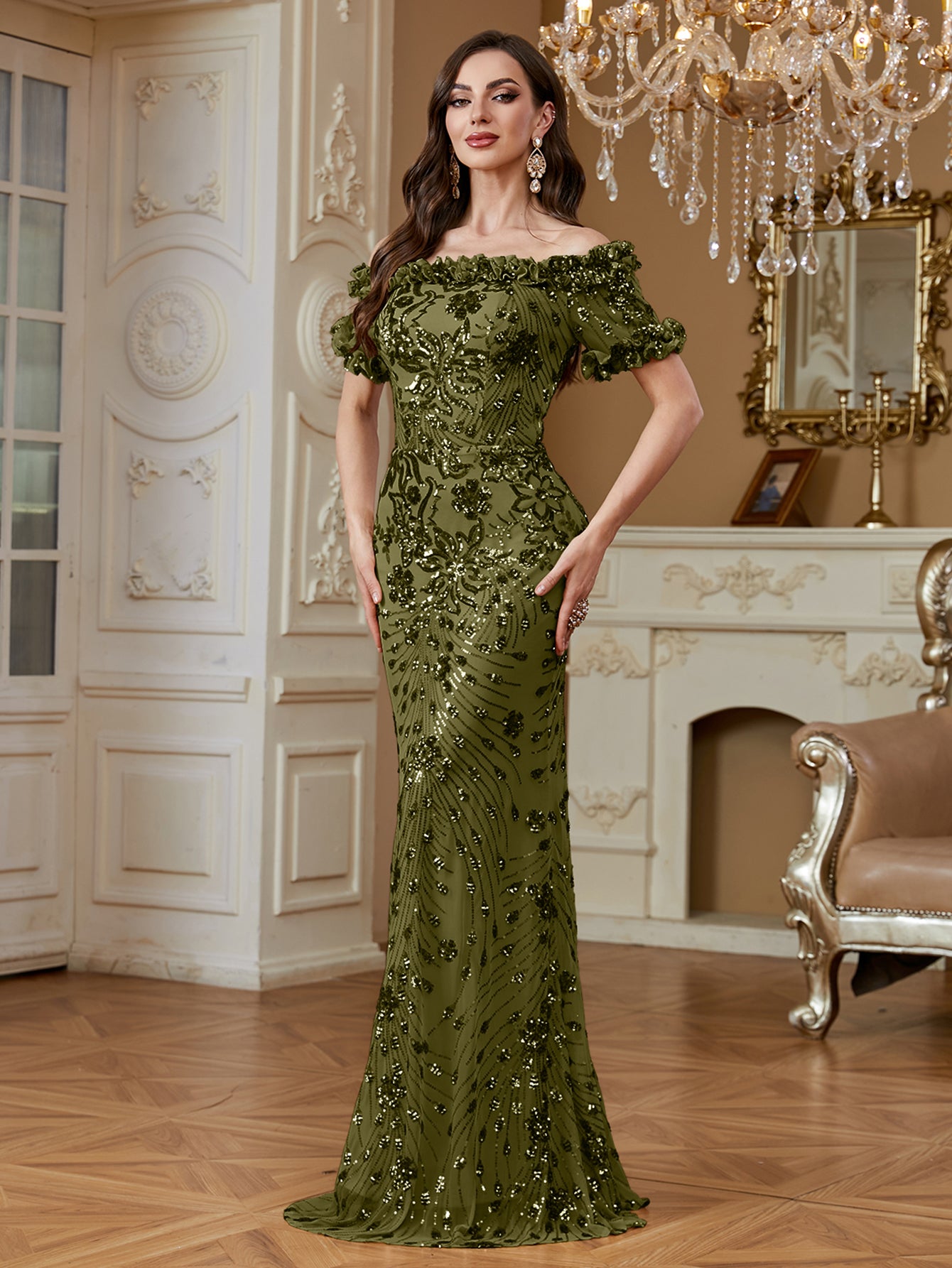 One-Shoulder Sequin Mermaid Dress