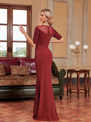 Sequin Illusion Neck Mermaid Dress