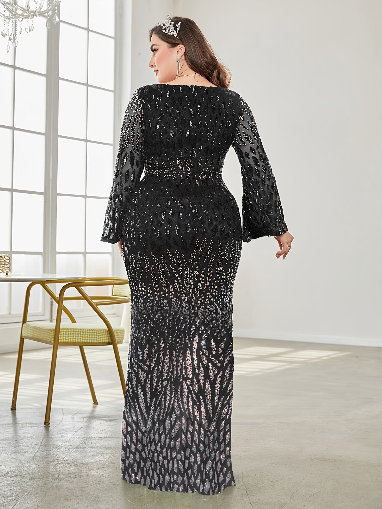Plus Size Sequin Fit & Flare Dress | XUIBOL