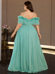 Sheer Glitter Mesh Floor Length Curvy Women Formal Wedding Guest Maxi Dress