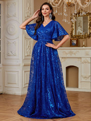 Elegant Formal Party Embroidered Sequin Long Dress