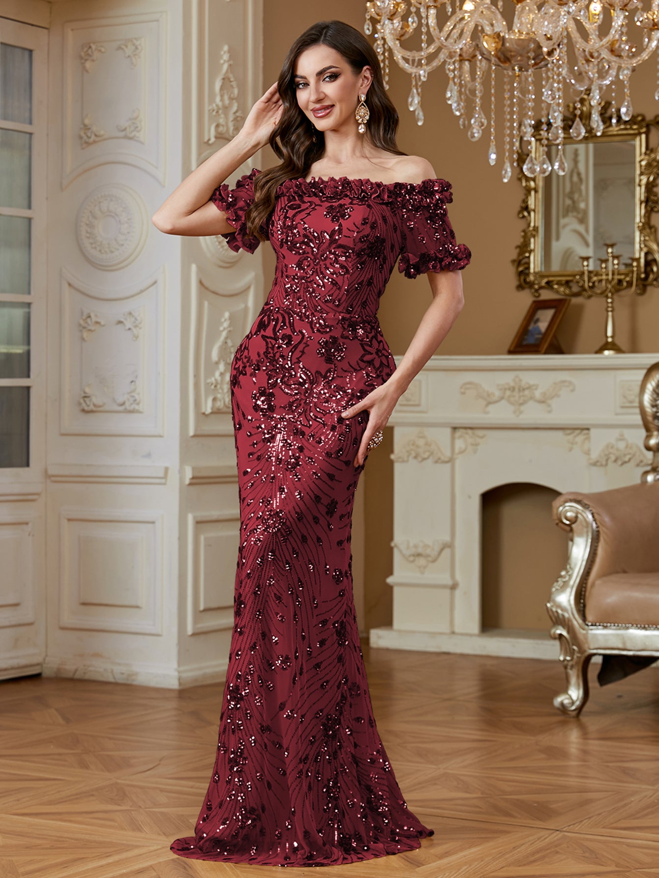 One-Shoulder Sequin Mermaid Dress
