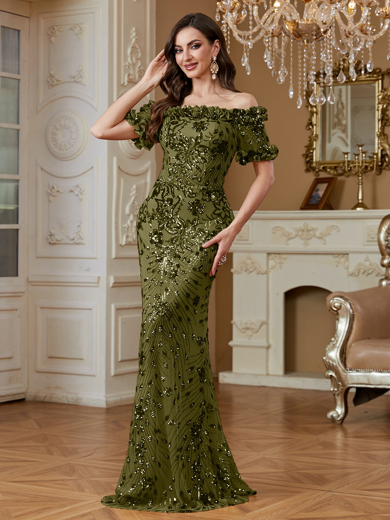One-Shoulder Sequin Mermaid Dress