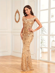 Floral Pattern Sequined Bodycon Dress