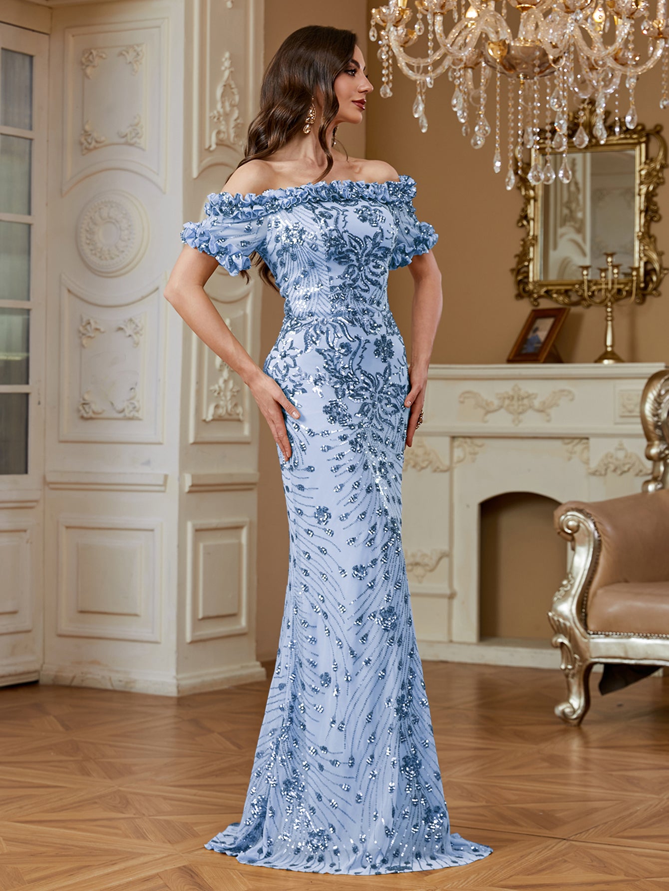 One-Shoulder Sequin Mermaid Dress