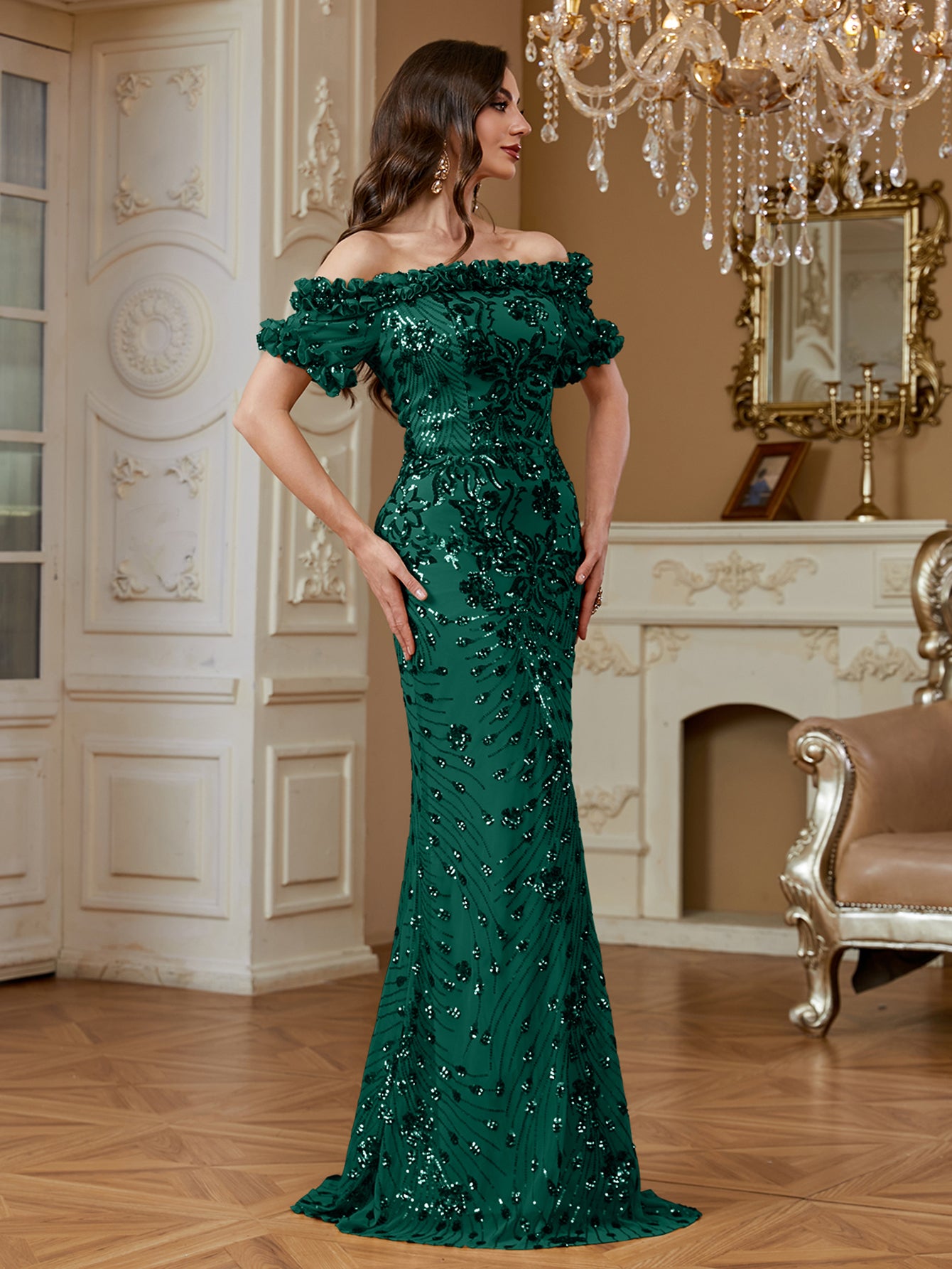 One-Shoulder Sequin Mermaid Dress