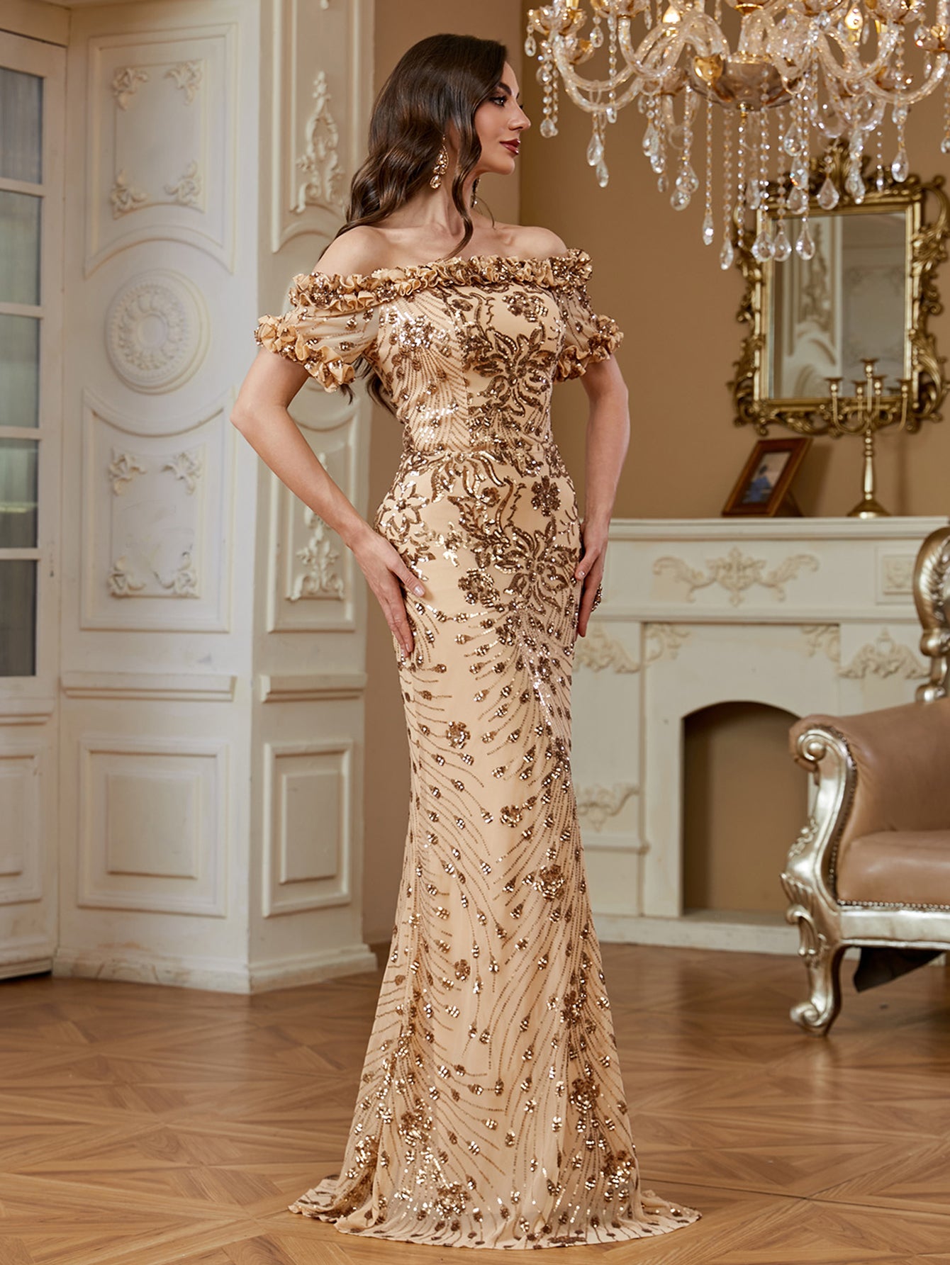 One-Shoulder Sequin Mermaid Dress