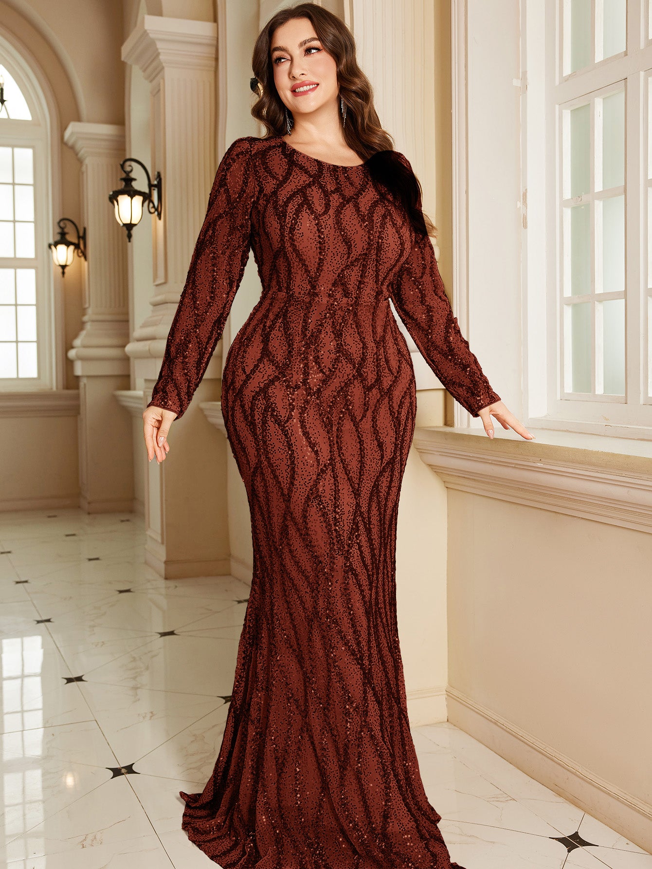 Royal Blue Lace Pocket Plus‑Size Mermaid Evening Dress