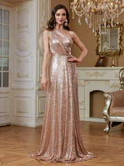 Elegant Pleated Asymmetric One-Shoulder Mermaid Silk Formal Party Dress
