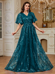 Elegant Formal Party Embroidered Sequin Long Dress