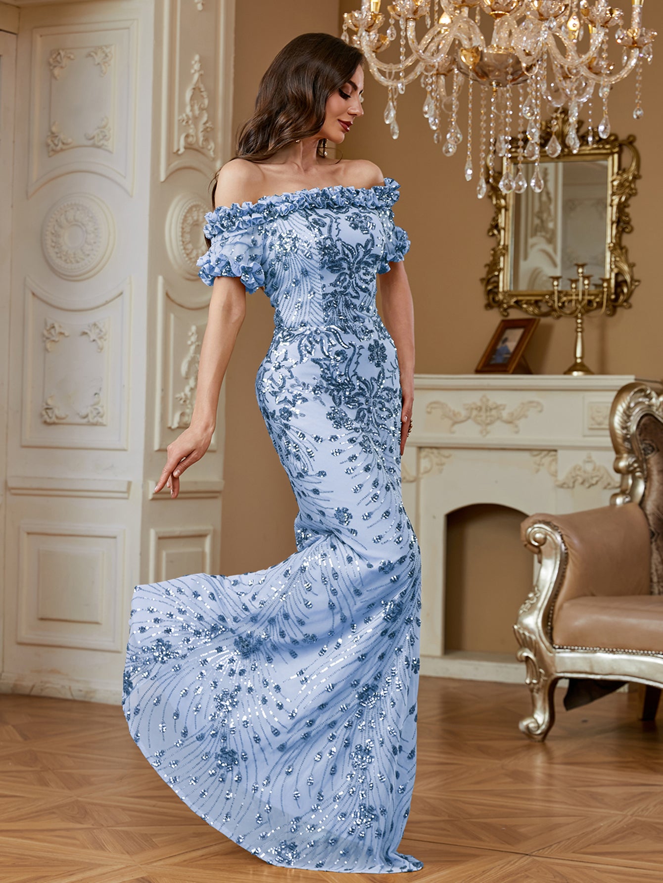 One-Shoulder Sequin Mermaid Dress