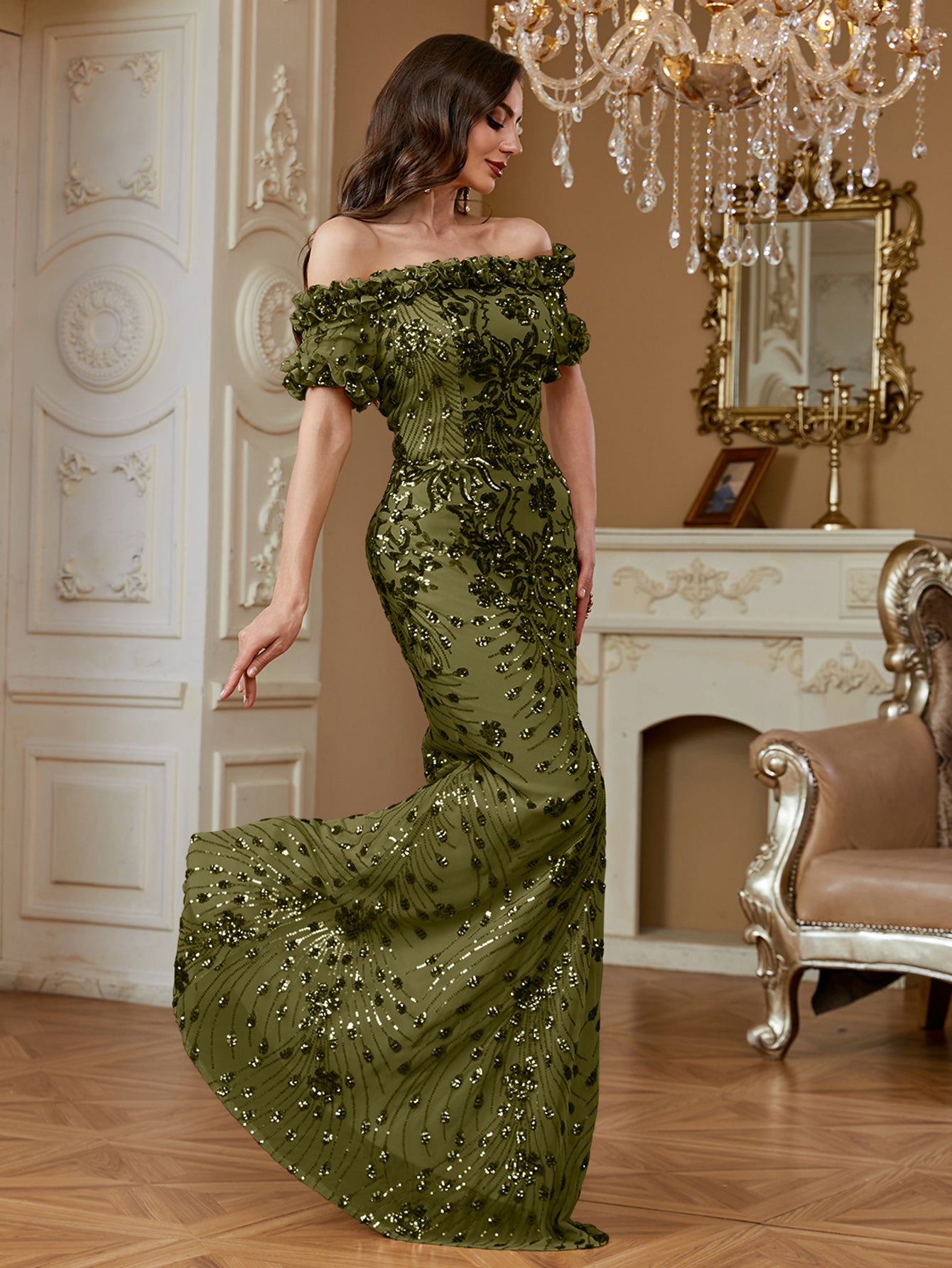 One-Shoulder Sequin Mermaid Dress