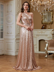 Elegant Pleated Asymmetric One-Shoulder Mermaid Silk Formal Party Dress