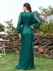 Solid Sequin Maxi Dress For Party
