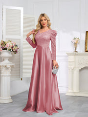 Dark Blue Satin Sequin Maxi Dress