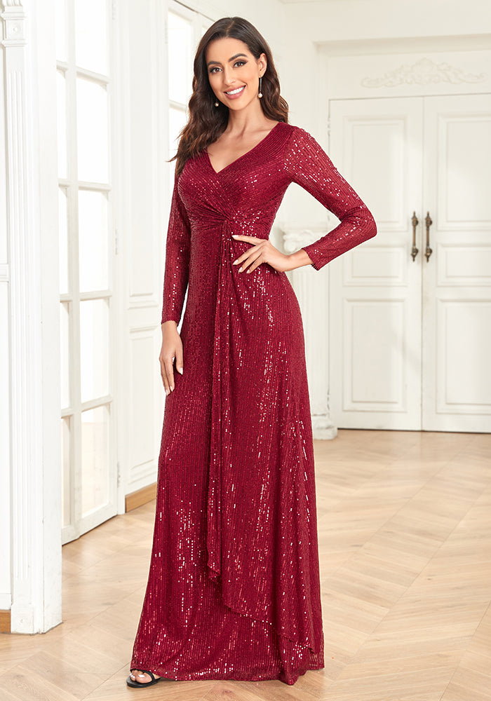 Long sleeve beaded dress for party 