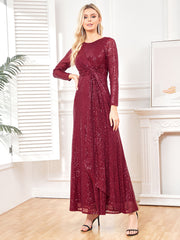Long sleeve v neck sequin dress for party 