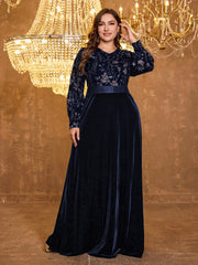 V-Neck Elegant Long Sleeved Sequined Heavy-Duty Dress For Formal Occasions