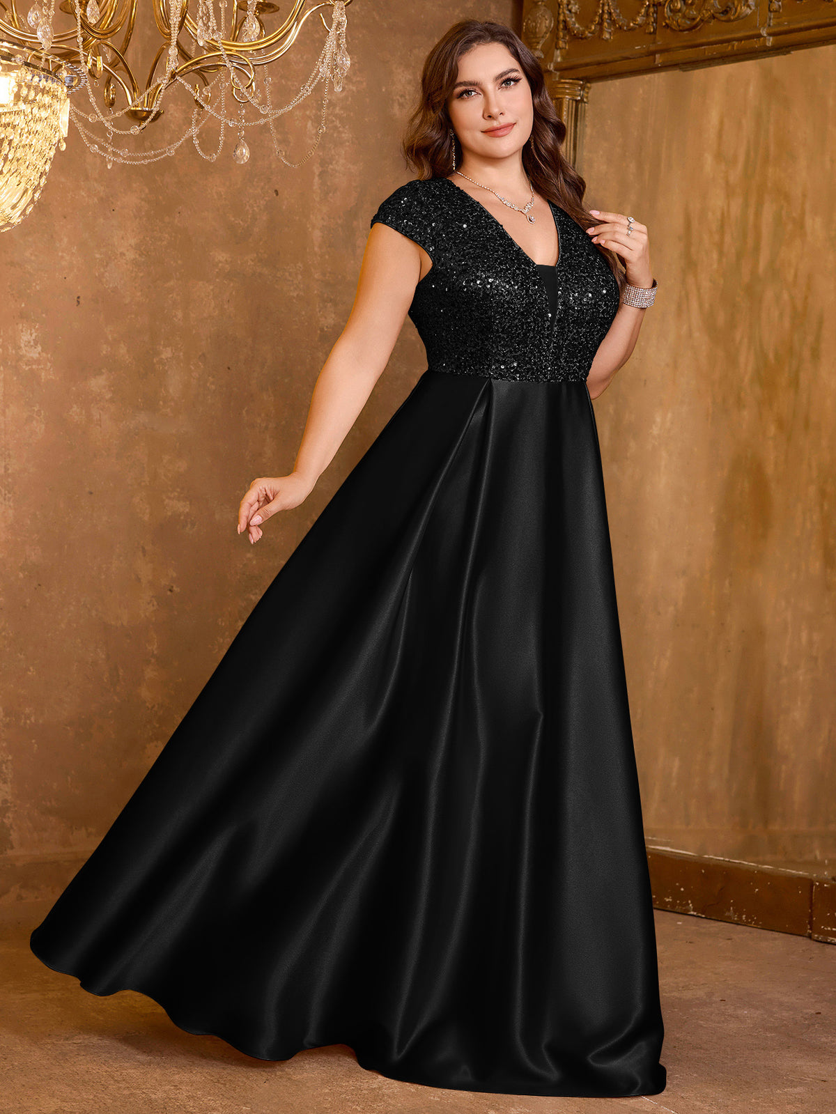 Sequin Patchwork Evening Dress