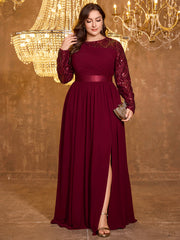 Elegant Round Neck Patchwork Heavy-Duty Long Sleeved Sequined Dress