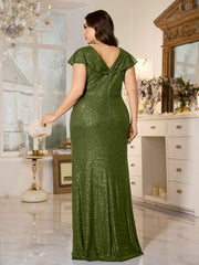 Elegant V-neck Sequined Embroidered Dress